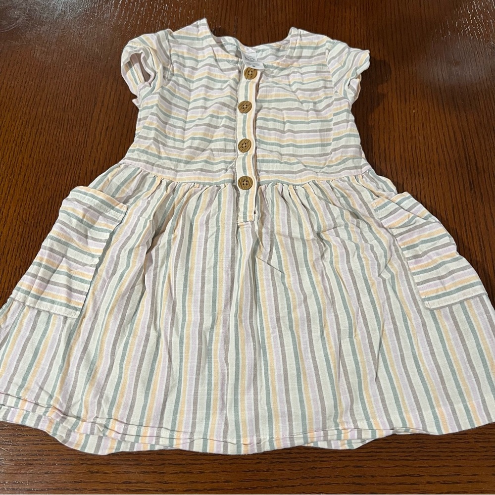Carter's Blue and Tan Ruffled Buttoned Sundress